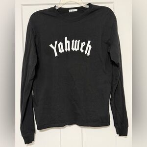 950: Elevated Faith Classic Black Long Sleeve Tee with Yahweh Design - Small